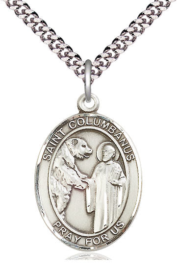 St. Columbanus Medal in Fine Pewter, 1" tall, Your Choice of Chain, # 5123