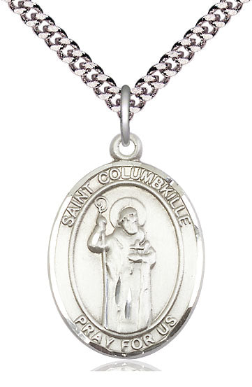 St. Columbkille Medal in Fine Pewter, 1" tall, Your Choice of Chain, # 5124