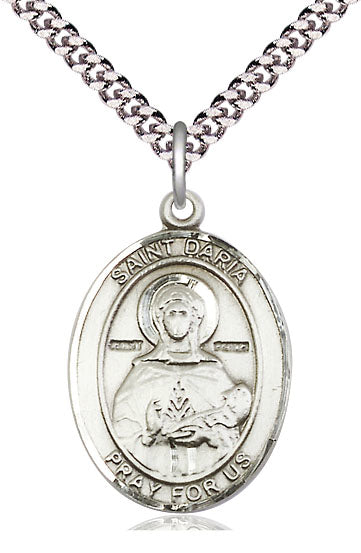 St. Daria Medal in Fine Pewter, 1" tall, Your Choice of Chain, # 5133
