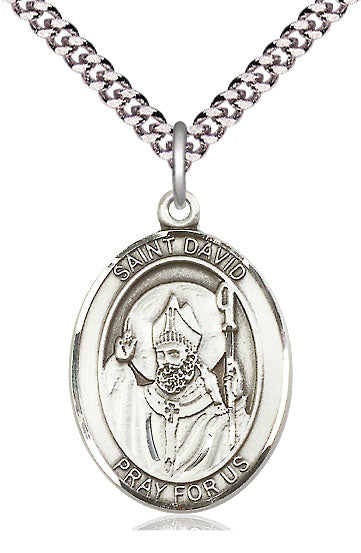 St. David of Wales Medal in Fine Pewter, 1" tall, Your Choice of Chain, # 5134