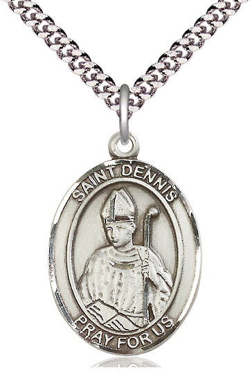 St. Dennis Medal in Fine Pewter, 1" tall, Your Choice of Chain, # 5141