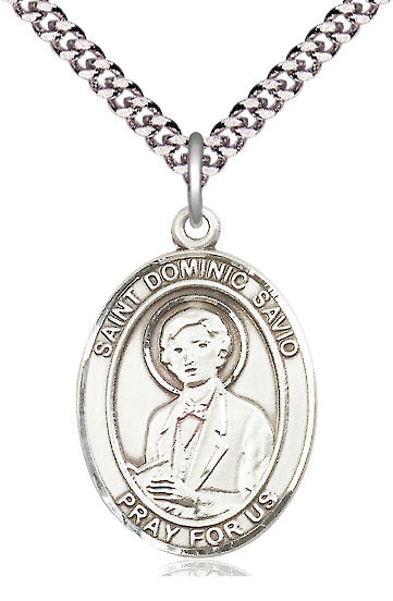 St. Dominic Savio Medal in Fine Pewter, 1" tall, Your Choice of Chain, # 5145