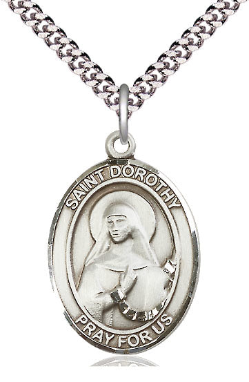 St. Dorothy Medal in Fine Pewter, 1" tall, Your Choice of Chain, # 5146
