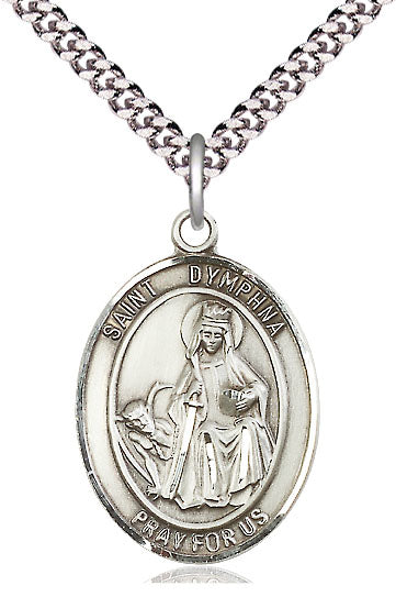 St. Dymphna Medal in Fine Pewter, 1" tall, Your Choice of Chain, # 5153