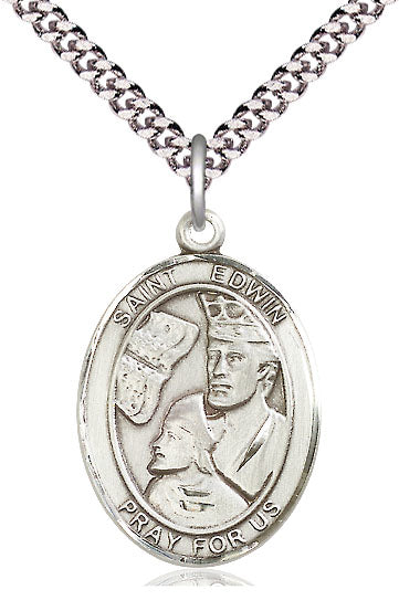 St. Edwin Medal in Fine Pewter, 1" tall, Your Choice of Chain, # 5178