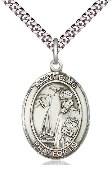 St. Elmo Medal in Fine Pewter, 1" tall, Your Choice of Chain, # 5180