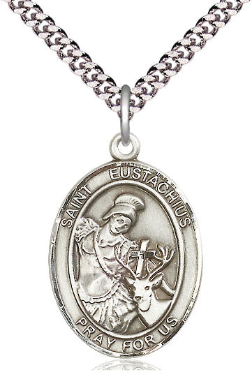 St. Eustachius Medal in Fine Pewter, 1" tall, Your Choice of Chain, # 5201