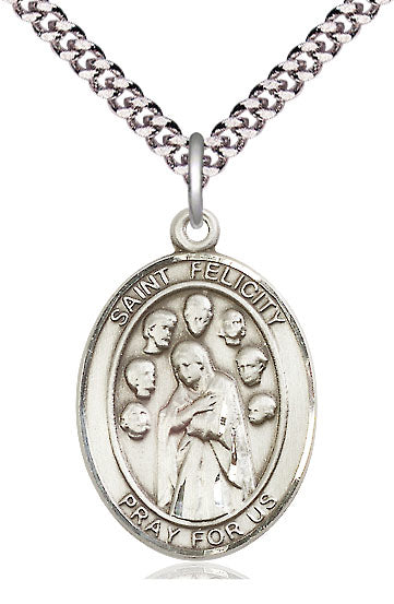 St. Felicity Medal in Fine Pewter, 1" tall, Your Choice of Chain, # 5206