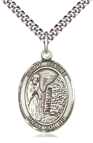 St. Fiacre Medal in Fine Pewter, 1" tall, Your Choice of Chain, # 5207