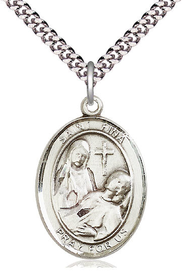 St. Fina Medal in Fine Pewter, 1" tall, Your Choice of Chain, # 5210