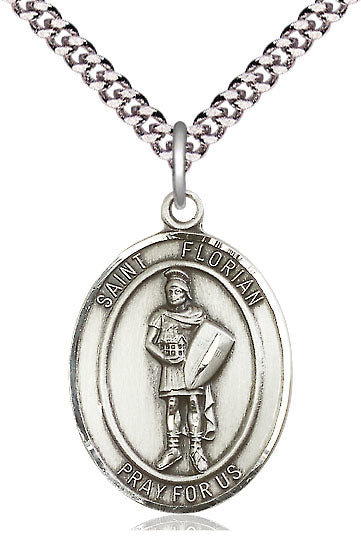 St. Florian Medal in Fine Pewter, 1" tall, Your Choice of Chain, # 5212