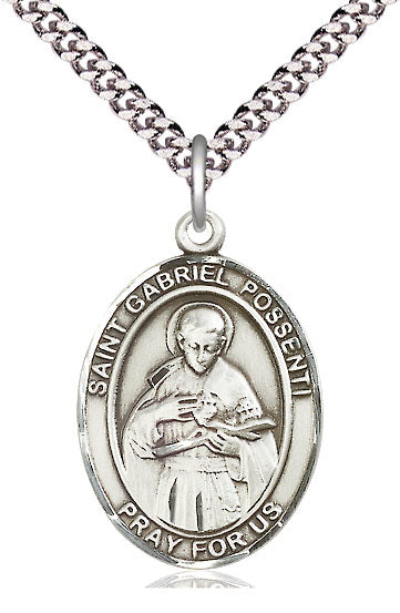 St. Gabriel Possenti Medal in Fine Pewter, 1" tall, Your Choice of Chain, # 5218