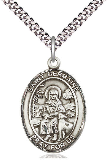St. Germaine Cousin Medal in Fine Pewter, 1" tall, Your Choice of Chain, # 5247