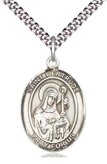 St. Gertrude of Nivelles Medal in Fine Pewter, 1" tall, Your Choice of Chain, # 5248