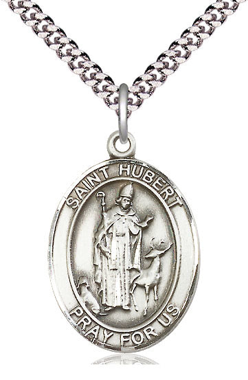 St. Hubert of Liege Medal in Fine Pewter, 1" tall, Your Choice of Chain, # 5269