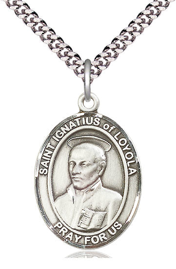 St. Ignatius of Loyola Medal in Fine Pewter, 1" tall, Your Choice of Chain, # 5270