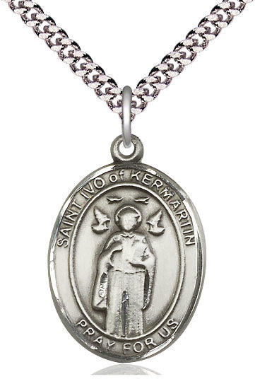 St. Ivo of Kermartin Medal in Fine Pewter, 1" tall, Your Choice of Chain, # 5286