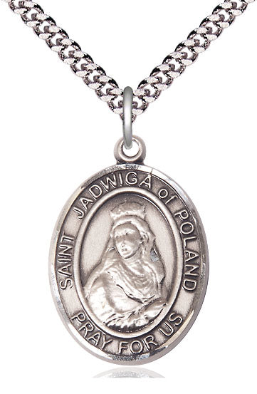 St. Jadwiga of Poland Medal in Fine Pewter, 1" tall, Your Choice of Chain, # 5292