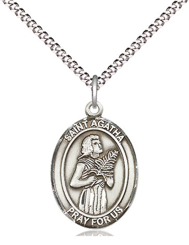 St. Agatha Medal in Fine Pewter, 3/4" tall, Your Choice of Chain, # 5724