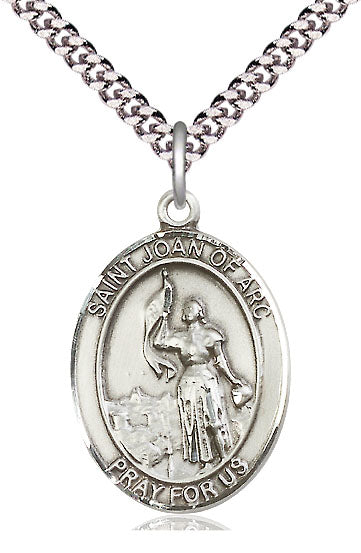 St. Joan of Arc Medal in Fine Pewter, 1" tall, Your Choice of Chain, # 5316
