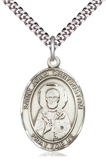 St. John Chrysostom Medal in Fine Pewter, 1" tall, Your Choice of Chain, # 5326