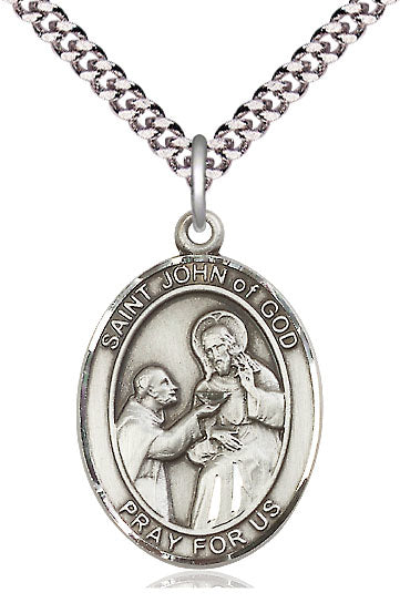 St. John of God Medal in Fine Pewter, 1" tall, Your Choice of Chain, # 5340