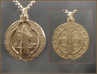 7/8" St. Benedict 14kt Gold Filled, Medal, Your Choice of Chain, # 5356