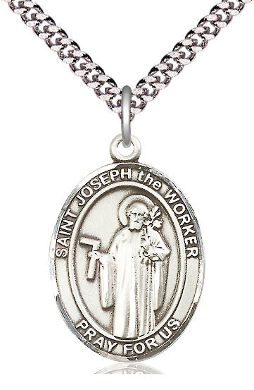 St. Joseph the Worker Medal in Fine Pewter, 1" tall, Your Choice of Chain, # 5374