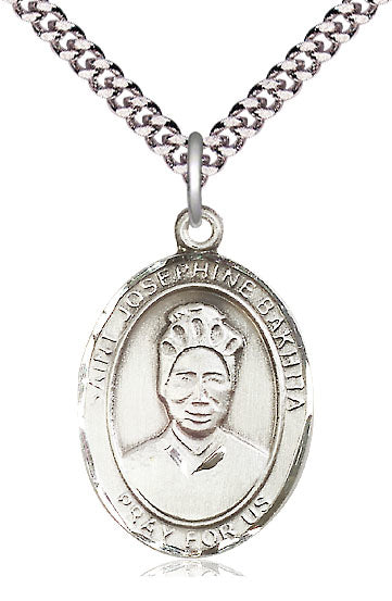 St. Josephine Bakhita Medal in Fine Pewter, 1" tall, Your Choice of Chain, # 5379