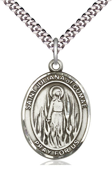 St. Juliana of Cumae Medal in Fine Pewter, 1" tall, Your Choice of Chain, # 5389