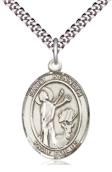 St. Kenneth Medal in Fine Pewter, 1" tall, Your Choice of Chain, # 5399