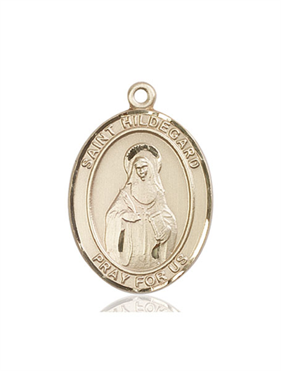 St. Hildegard Von Bingen Medal, Solid 18kt Gold, 1"x3/4", Free Chain, # 53996