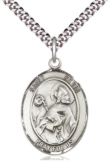 St. Kevin Medal in Fine Pewter, 1" tall, Your Choice of Chain, # 5403