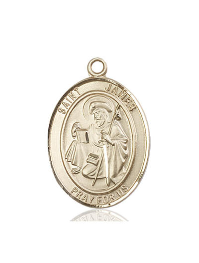 St. James the Greater Medal, Solid 14kt Gold, 1"x3/4", Free Chain, # 54037