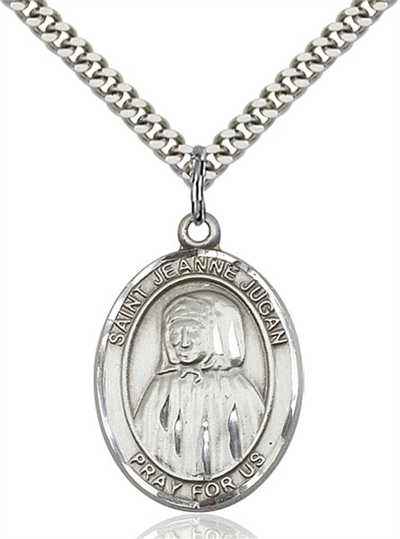 1"x3/4" Sterling Silver St. Jeanne Jugan Medal, Your Choice of Chain, # 54057
