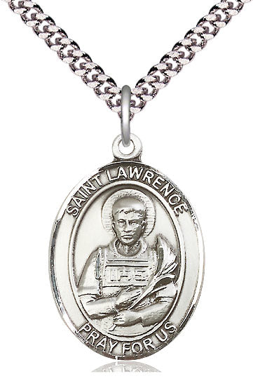 St. Lawrence Medal in Fine Pewter, 1" tall, Your Choice of Chain, # 5406