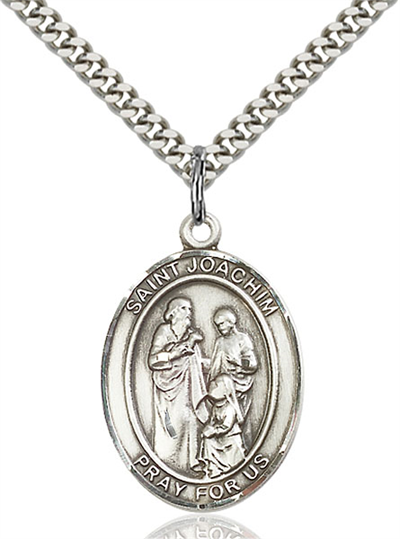 1"x3/4" Sterling Silver St. Joachim Medal, Your Choice of Chain, # 54064