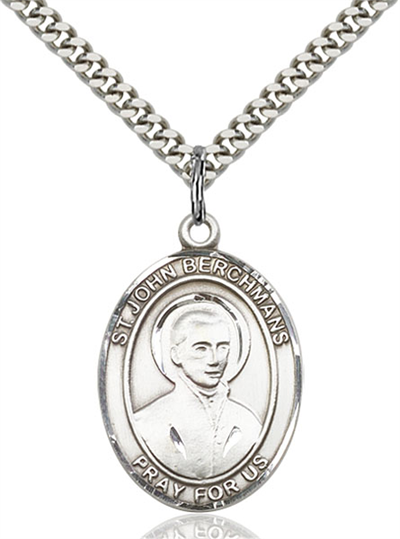 1"x3/4" Sterling Silver St. John Berchmans Medal, Your Choice of Chain, # 54075