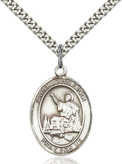 1"x3/4" Sterling Silver St. John Licci Medal, Your Choice of Chain, # 54086