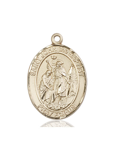 St. John the Baptist Medal, Solid 18kt Gold, 1"x3/4", Free Chain, # 54108