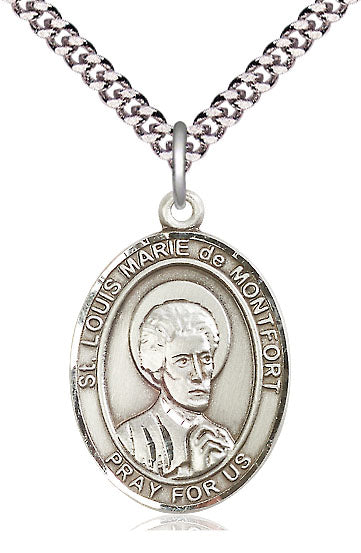St. Louis Marie de Montfort Medal in Fine Pewter, 1" tall, Your Choice of Chain, # 5412