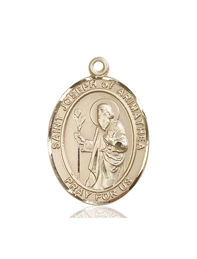 St.Joseph of Arimathea Medal, Solid 14kt Gold, 1"x3/4", Free Chain, # 54126