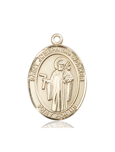 St. Joseph the Worker Medal, 14kt Gold Filled, 1"x3/4", Your Choice of Chain, # 54131