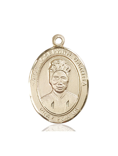 St. Josephine Bakhita Medal, Solid 18kt Gold, 1"x3/4", Free Chain, # 54137