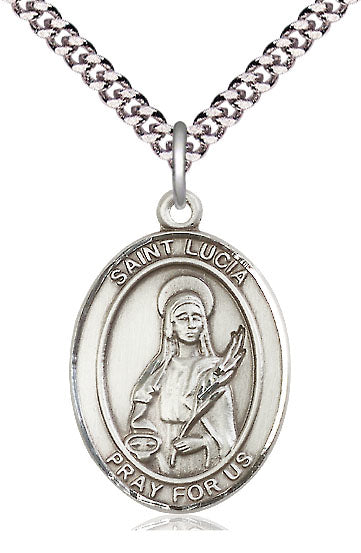 St. Lucia of Syracuse Medal in Fine Pewter, 1" tall, Your Choice of Chain, # 5414