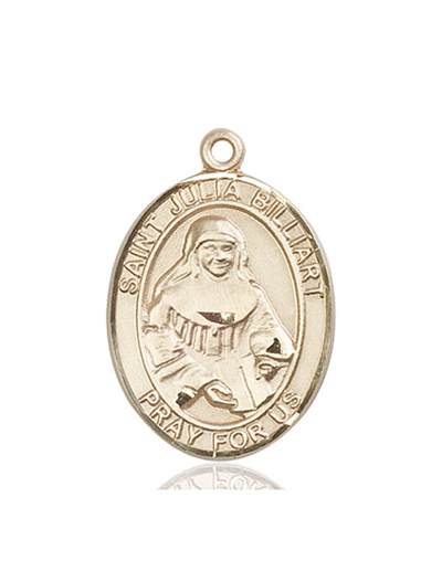 St. Julia Billiart Medal, Solid 18kt Gold, 1"x3/4", Free Chain, # 54150