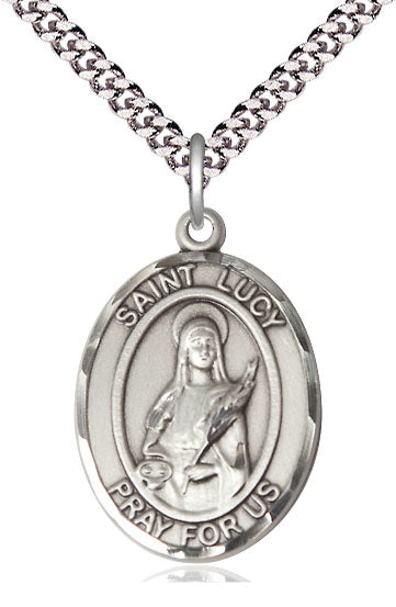 St. Lucy of Syracuse Medal in Fine Pewter, 1" tall, Your Choice of Chain, # 5415