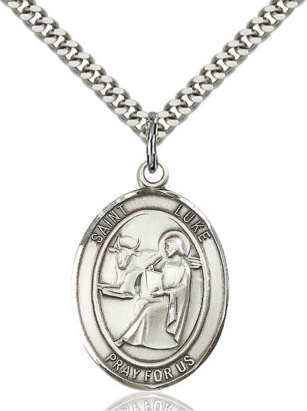 St. Luke the Apostle Medal in Fine Pewter, 1" tall, Your Choice of Chain, # 5417