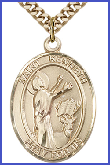 St. Kenneth Medal, 14kt Gold Filled, 1"x3/4", Your Choice of Chain, # 54172