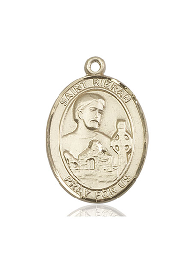 St. Kieran Medal, Solid 14kt Gold, 1"x3/4", Free Chain, # 54180